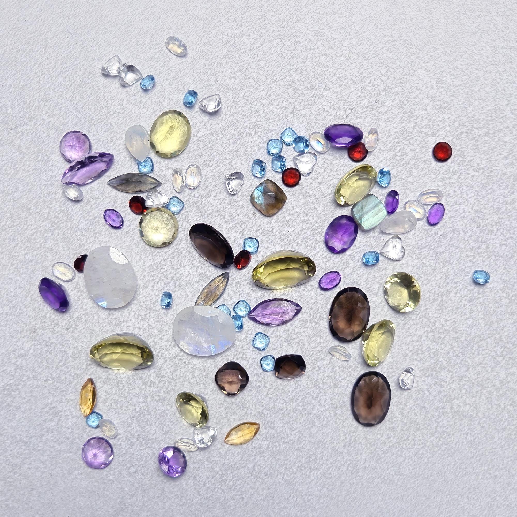 Lot De 100 Carats De Pierres Précieuses Facettées Multicolores - Naturelles - Pour Bijoux