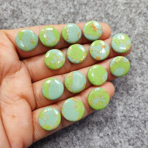 5 Pcs Green Turquoise Cab Round 15mm Approx, Green Color Accented Stone, Gemstone For Jewelry Making, DIY Jewelry Making Craft, Gift For Her