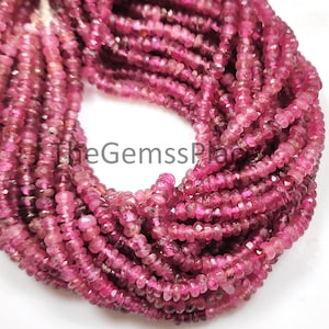 AAA Tourmaline Faceted Rondelle Beads, Pink Tourmaline Faceted Shaded Beads, Pink Tourmaline Rondelle Beads, Wholesale Beads For DIY Jewelry