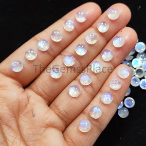 7mm Natural Moonstone Rainbow moonstone Round Shape Cabochon, Blue Fire Play Moonstone, Top Quality Flashy Rainbow Moonstone, Gift For Her