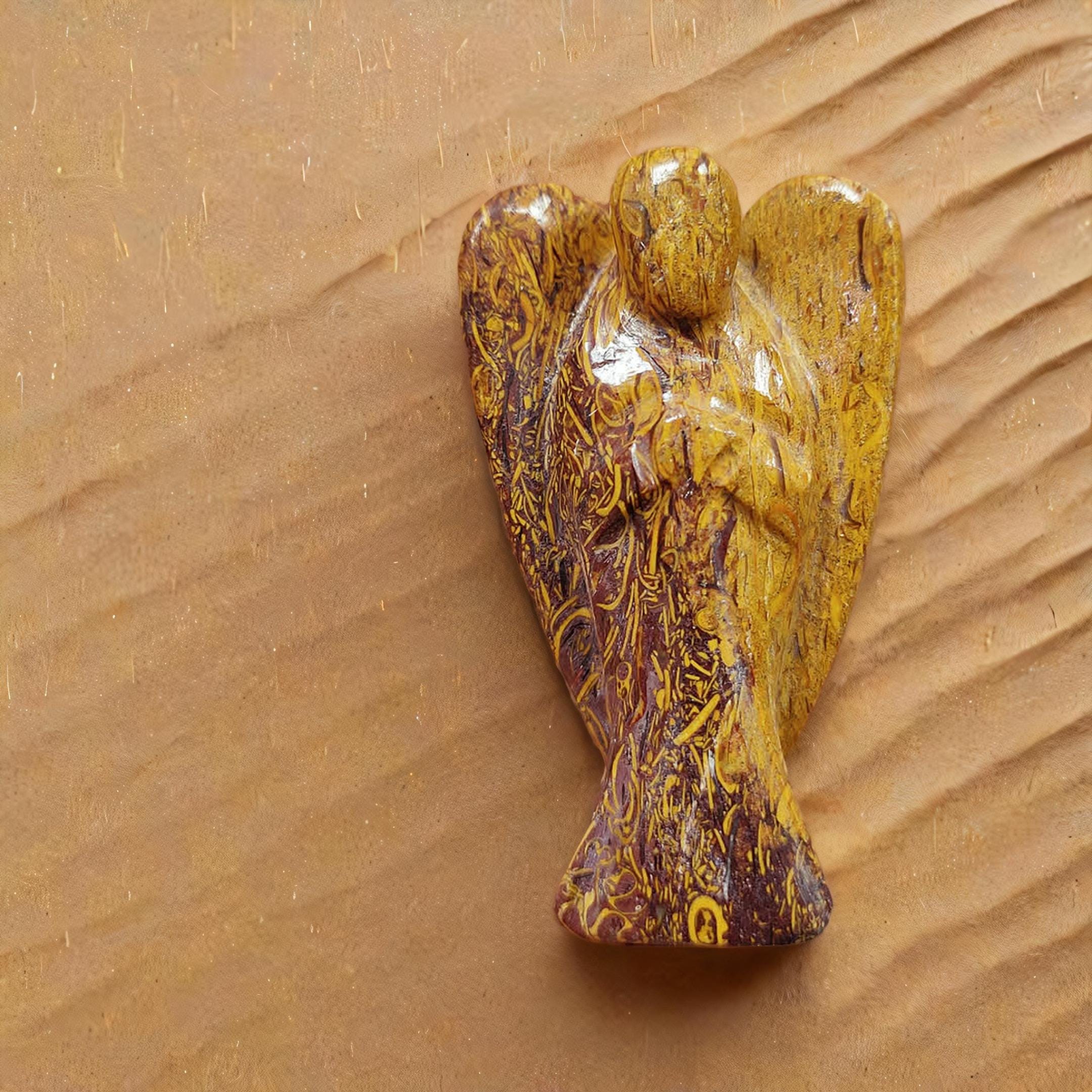 No.14 will stone 原石✨希少隕石✨シャンバラエネルギー Mariyam Jasper Angel Gemstone Carve/ Yellow Jasper Carving/ Fancy