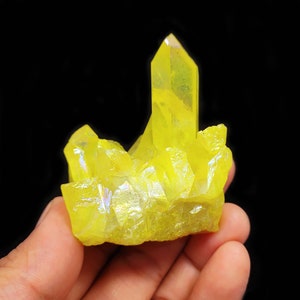 Natural Yellow Titanium Rainbow Aura Quartz Crystal Cluster, Gemstone Specimens, Gemstone For Home decoration, Crystal healing, Gifts