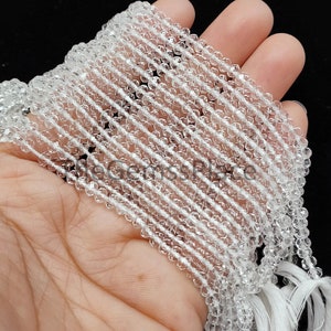 Natural Clear Quartz, High Quality in Faceted Rondelle Beads, 4-4.5MM Crystal Beads, AAA Quality Gemstone Beads, Clear Crystal Beads For Her