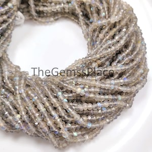 AAA+ Blue Fire Labradorite Rondelle Beads, Labradorite Faceted Rondelle Beads, 3.5-4mm Labradorite Beads, Natural Labradorite Faceted Beads