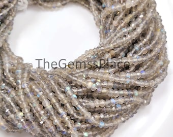 AAA Blue Fire Labradorite Faceted Rondelle Beads, 3.5-4mm Strand, Jewelry Making Supply