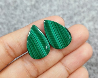 Matched pair, Malachite Cabochon, Malachite Earring, Natural Malachite Gemstones, Cabochons Pair, Matching Pair, Pear Malachite Pair