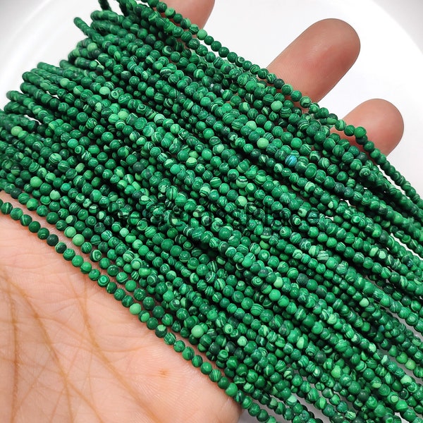 12" Green Malachite Gemstone Beads, 2.5-3mm Malachite Beads, Sami Precious Beads, Necklace Making Stone Beads, Jewelry Making Beads, Gift