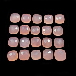 20 Pcs Pink chalcedony cabochon, 15 mm square cabochon, faceted cabochons, pink gemstone cabochon, square stone, diy jewelry supplies