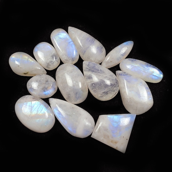 Buy 13 Pcs Natural Rainbow Moonstone CABOCHON, Multifire Wholesale