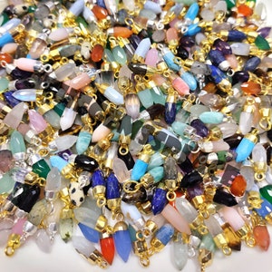 Natural Semi Precious Gemstone Little Spike Charms Pendant - Gemstone Tiny Point Pendants For Earring and Necklace - Selling Per Piece