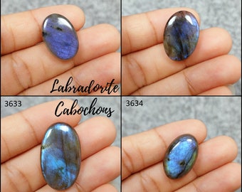 Pierre lâche de labradorite, pierre précieuse naturelle de cabochon de labradorite, bijoux de labradorite de feu de forme ovale, labradorite multi-feu