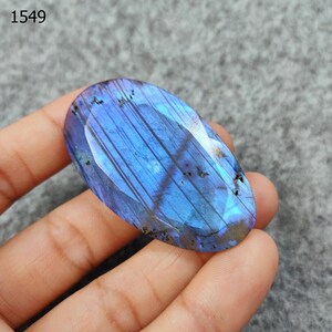 19.10 Gram Top Quality Faceted Natural Flashy Labradorite Loose Gemstone Oval Gemstone Free Size - 30x54 mm