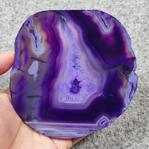 Purple Gemstone Slice, Agate Mini Coaster, Drink Ware, Rock, Agate Slice Slice, Drink Coaster, Housewarming Gift, AgateSlice, Gemstone Decor