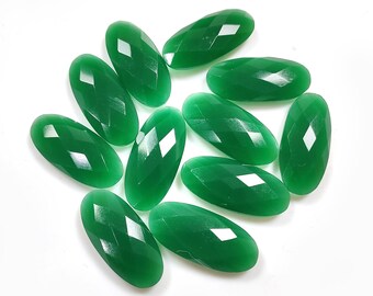 11 piezas de cabujón facetado de ónix verde natural - Gema de ónix verde - Joyería de ónix - Venta al por mayor de ónix verde - Piedra de ónix - Piedra tallada de ónix verde