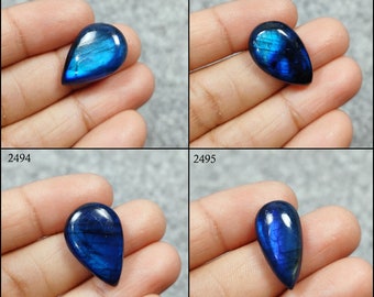 Natürlicher blauer Labradorit Cabochon, loser Edelstein, birnenförmiger Labradorit Cabochon, feuerblauer Labradorit Edelstein, behandelter blauer Labradorit