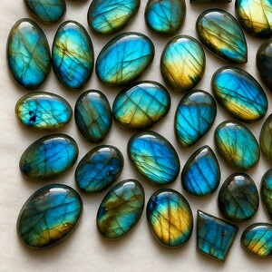Labradorite Cabochon Lot: AAA Grade Gemstones, Mixed Shapes, Jewelry Making