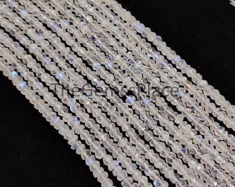 Natural Faceted Rainbow Blue Moonstone Beads, White Gemstone Beads 4-5mm, Healing Fire Gemstone, Increase Your Aura, Moonstone For Craft