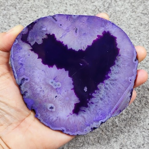 Purple Gemstone Coaster, Agate Coaster, Drink Ware, Rock Coaster, Agate Slice Coaster, Drink Coaster, Healing Coaster, Gift For Housewarming