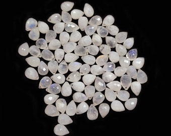 5 pcs Pierre de lune naturelle arc-en-ciel en forme de goutte, Pierre percée en forme de goutte, Pierre pour la fabrication de bijoux, Fournitures créatives, Goutte à facettes