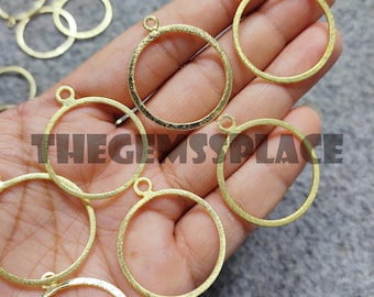5 stuks ruwe messing ronde charmes, 1,5 inch cirkel hanger, ruwe messing cirkel connector, geborsteld ronde connector, DIY sieraden maken charmes