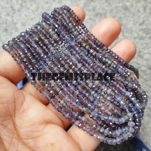 Iolite Faceted Rondelle Beads, 3-3.5 mm Iolite Beads, Rondelle Iolite Beads, Faceted Iolite Beads, Natural Iolite AAA Iolite Beads