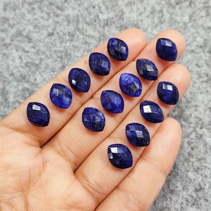 5Pcs Blue Sapphire Lot, Loose Gemstones, Marquise Shape Gemstone, Dyed Sapphire Stones, Faceted Stone, Birthstone For Jewelry Making