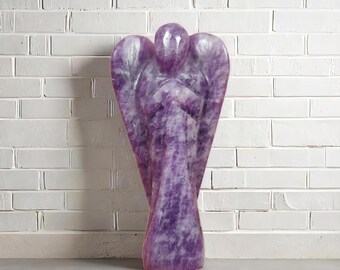 Natural Lepidolite Angel Gemstone/ Lepidolite Fancy Carve/ AAA Wholesale Purple Lepidolite Stone/ For Craft Supplies