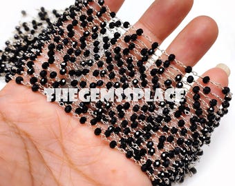 50%オフ ブラックオニキスビーズロザリオチェーン、滑らかなラウンド3