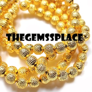 14k Designer Gold Plated Beads, 8mm, Craft Beads, Gold Spacer Beads, Bracelet Making Beads, Metal Beads For Jewelry, DIY Craft Supplies