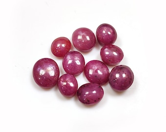 Lote de 10 cabujones de rubí estrella, gema de rubí estrella natural, cabujón de rubí estrella, piedra suelta de rubí estrella para la fabricación de joyas, lote de gemas de rubí
