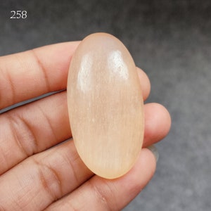 Peach selenite cabochon, Amazing quality selenite loose gemstone flat back side, peach selenite cabochon, Smooth Gems For Jewelry Making