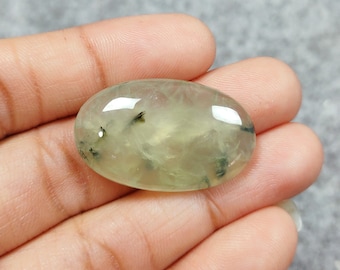 Grön Prehnit Cabochon - Slät Prehnit Cabochon - Oval Form Lös Ädelsten - Handgjord Grön Prehnit Cabochon Använd För Smycken - Gåva