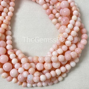 Light Pink Opal Round Beads, Pink Opal Smooth Beads, Pink Opal Round Ball Beads, Fine Quality Opal Beads, Jewelry Making Beads, 50% OFF SALE