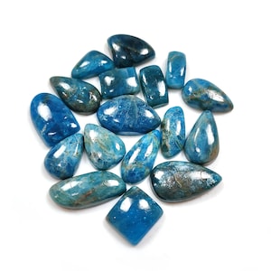 17 Pcs Natural Apatite gemstone Cabochon, Apatite lot Loose Gemstone For Jewelry Making, Blue Apatite Gemstone, Healing Blue Neon Apatite