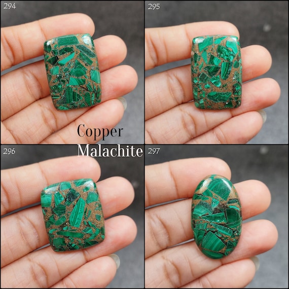 Beautiful Copper Malachite Cabochon, Copper Malachite Gemstone
