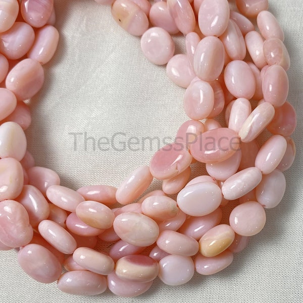 13"Strand AAA Pink Opal Plain Handmade Oval Beads, Baby Pink Opal Smooth Oval Shape Gemstone Beads, Pink Opal Uneven Oval Beads Jewelry SALE