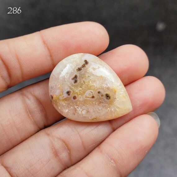 Natural Solar quartz smooth cabochon for making jewelry, solar quartz cabochon, Pear Shape Smooth Solar Quartz Cabochons