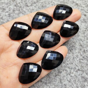 Black Onyx Gemstone Loose Cut Stone / Black Color Natural Onyx Faceted / Heart Shape Loose Gems / Onyx For Jewelry