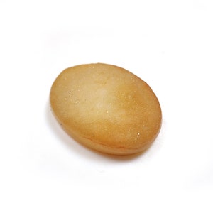 Pietra naturale di agata druzy di zucchero, pietra preziosa ovale di druzy, pietra preziosa di agata gialla da 33 x 46 mm, pietra preziosa curativa, regalo per lei, pietra per la creazione di gioielli