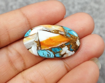 Spiny Oyster Turquoise, AAA grade, oval shape oyster copper turquoise, flat back cabochon, Healing Gemstone, Natural Turquoise Gemstone