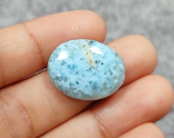 Natural Oval Larimar Cabochon, Natural Larimar, Genuine gemstone, Loose Cabochons, Flat Back Gemstone, Jewelry Making Gemstones
