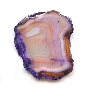 Purple Gemstone Slice, Agate Slab, Drink Ware, Rock, 55x60 mm Agate Slice, Mini Drink Coaster, Housewarming Gift, Pink Agate Slice, Stone