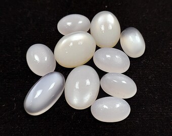 10 Pcs Glorious AAA White Moonstone Cabochon Lot, Moonstone Crystal, Wholesale Price, Moonstone Gemstone, Birthstone, Cabochons, Gemstones