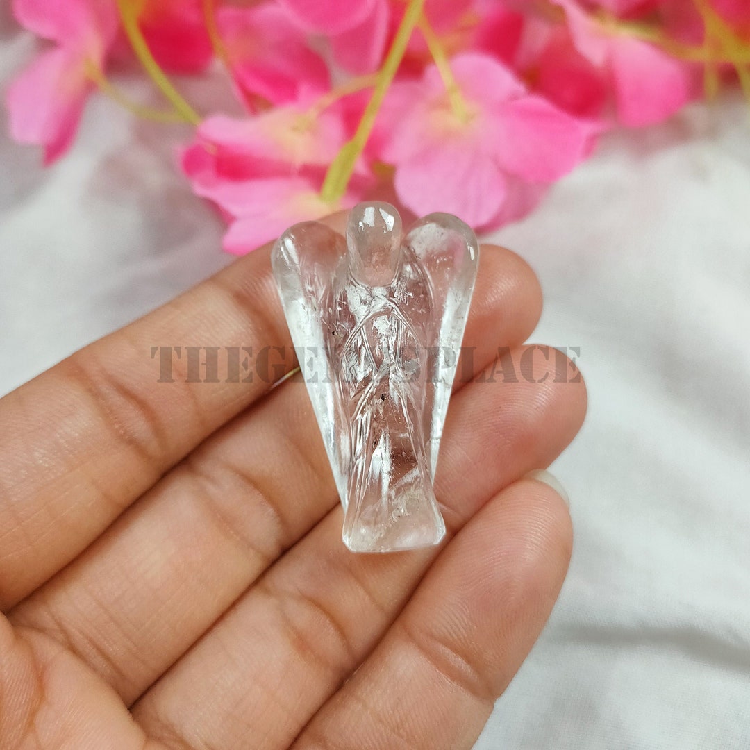 Quartz Crystal Angel Spirit Guide Carving, Pocket Angel, Meditation