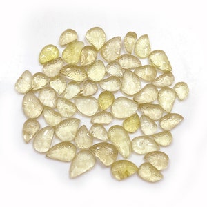 52 Pcs Lemon Quartz Gemstone Carved Stone Lot, Lemon Quartz Handmade Cut-Carving Gemstone, Jewelry Making Gemstone, Flower Carved Gemstone