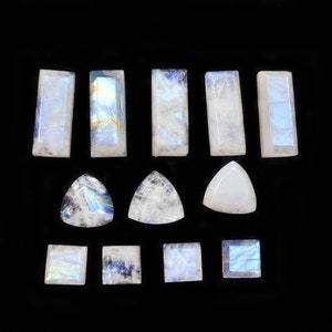 12 Pcs Rainbow Moonstone Cabochon Lot ~ Rainbow Moonstone Faceted Cabochon~ Moonstone ~ Blue Fire Moonstone~ Wholesale Moonstone~ Gemstone