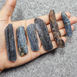 6 Pcs Blue KYANITE Crystal Wand Lot, Natural Blue Kyanite Blades, Wholesale Bulk Lot, Rough Blue Kyanite Blade, Raw Kyanite Blade, Gift Idea