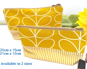 Neceser amarillo brillante. Estuche de maquillaje artesanal para mujer. Neceser impermeable con forro. Cierre de cremallera. Ideal para regalo.