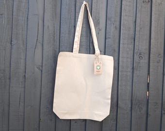Bolsa de lona de algodón orgánico. Bolsa para proyectos naturales, resistente y duradera. Bolsa de compras reutilizable. Bolsa ligera, ecológica y biodegradable.