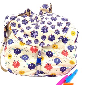 Kiddies Duffle Bag With Alien Print. Handcrafted Toddler Backpack. Colourful Child's Rucksack. Baby's  Fabric Nursery Bag. Giftable.